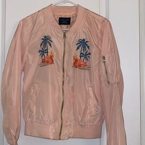 Love Tree | Pink Hawaii Embroidered Bomber Jacket